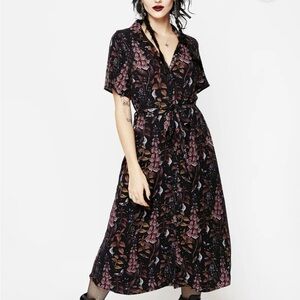 Floral Black Midi Dress